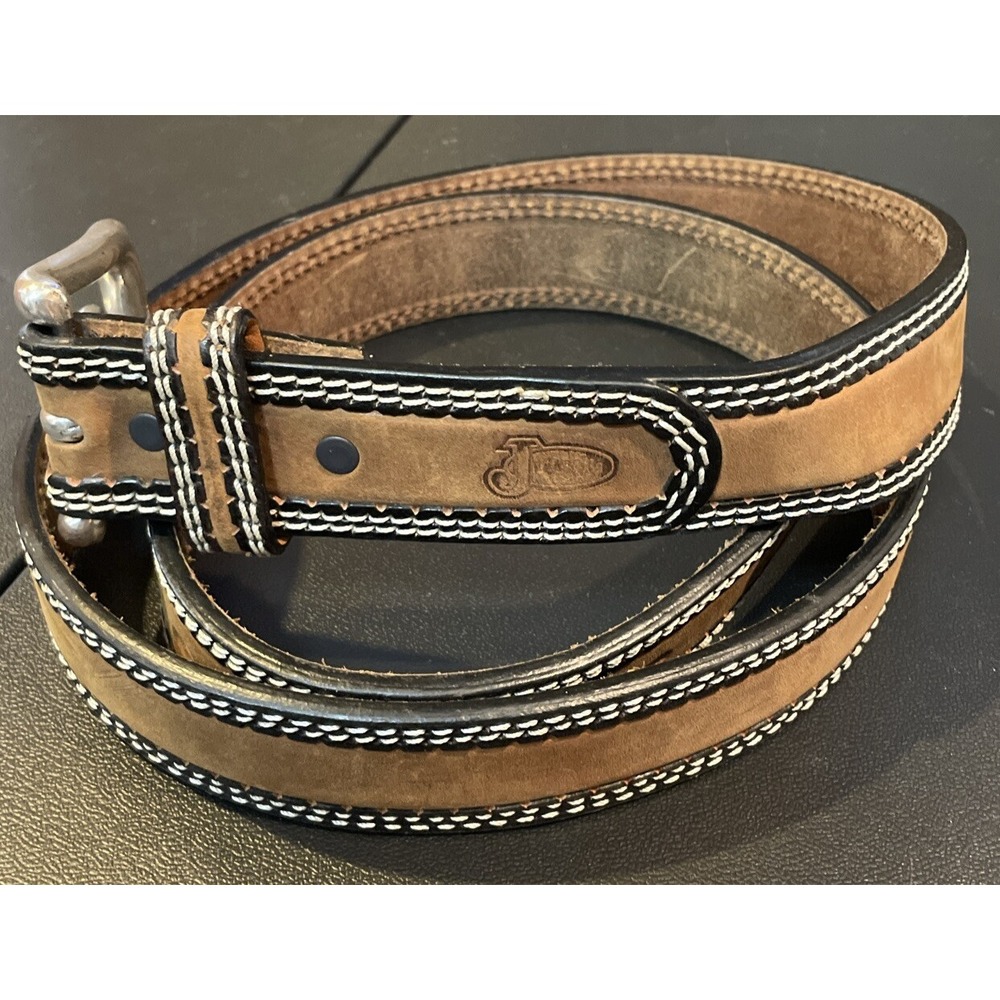 Justin Womens Belt Chukka 48 C10959 Brown Leather Contrast Stitch Western Rodeo - Picture 2 of 6
